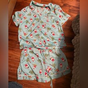 Tabitha Webb Christmas Pajama Set Surfing Santa Holiday Sleepwear Size M (1114)